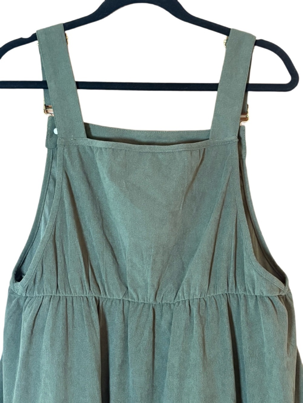 BloomChic Tiered Overall Dress Olive Green Corduroy NWT Size 10 - Picture 5 of 9